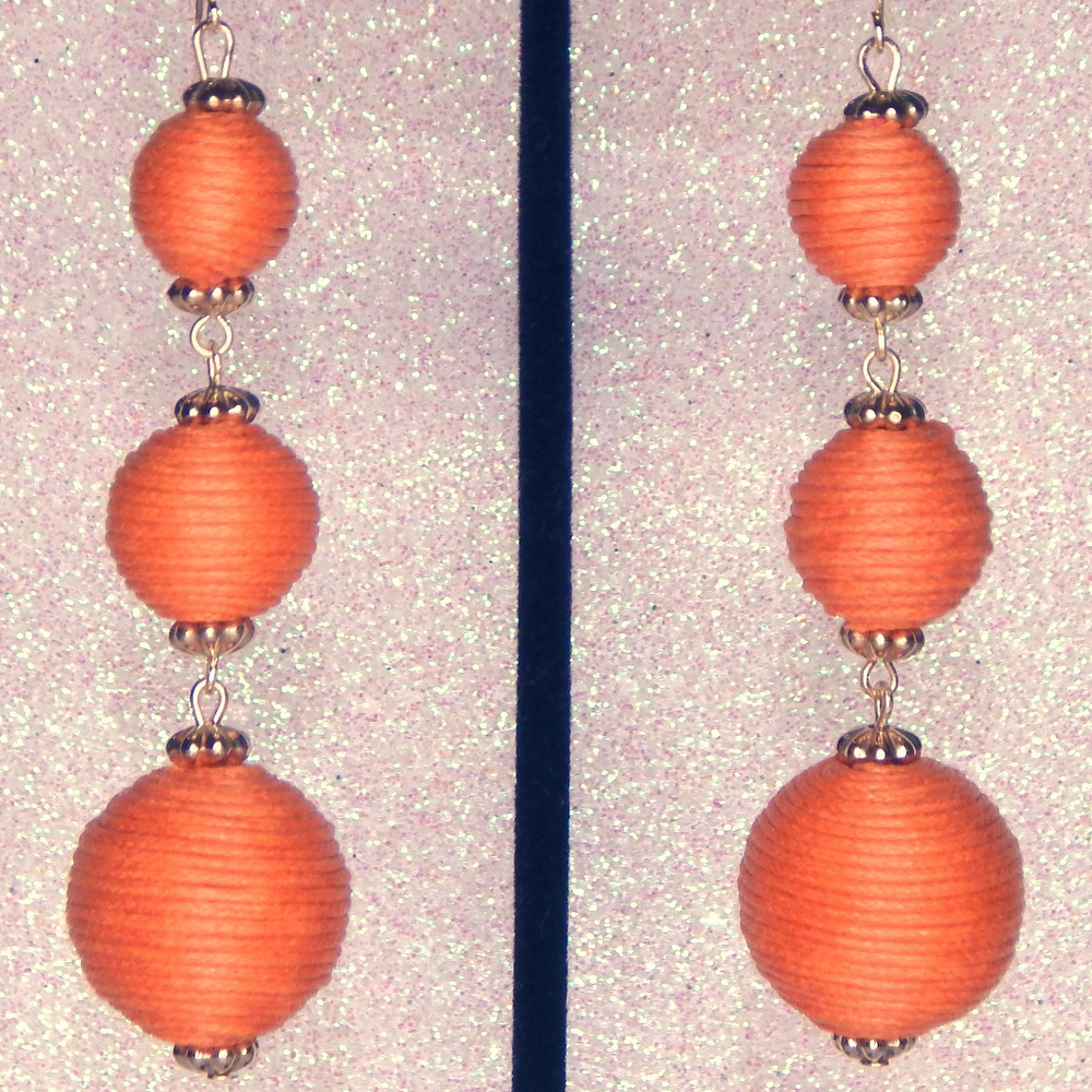 Orange and gold Dangle sphere earrings